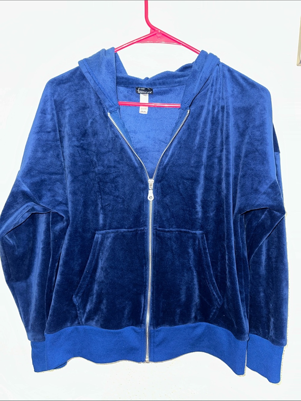 Felina Navy Blue Velour Zip-Up Hoodie